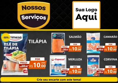 Modelo de Encarte para Encarte A4 Horizontal com o tema Nossos Serviços para Peixaria