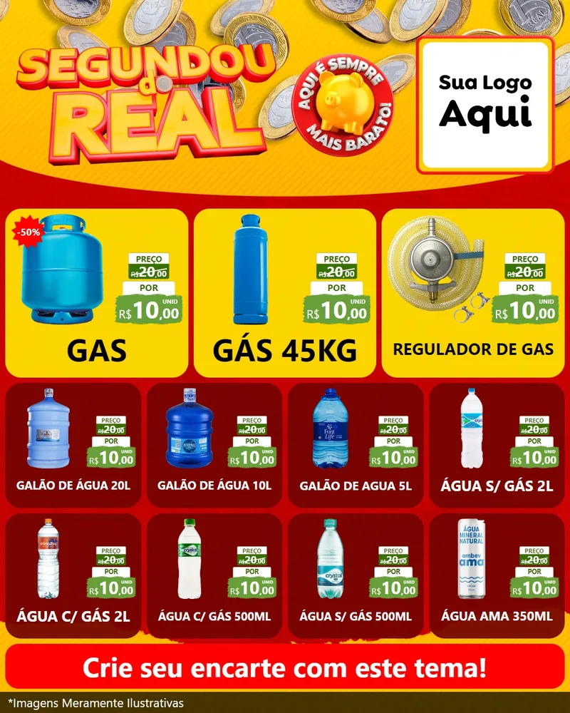 Modelo de Rede Social para Feed Instagram com o tema Segundou do Real para Água e gás