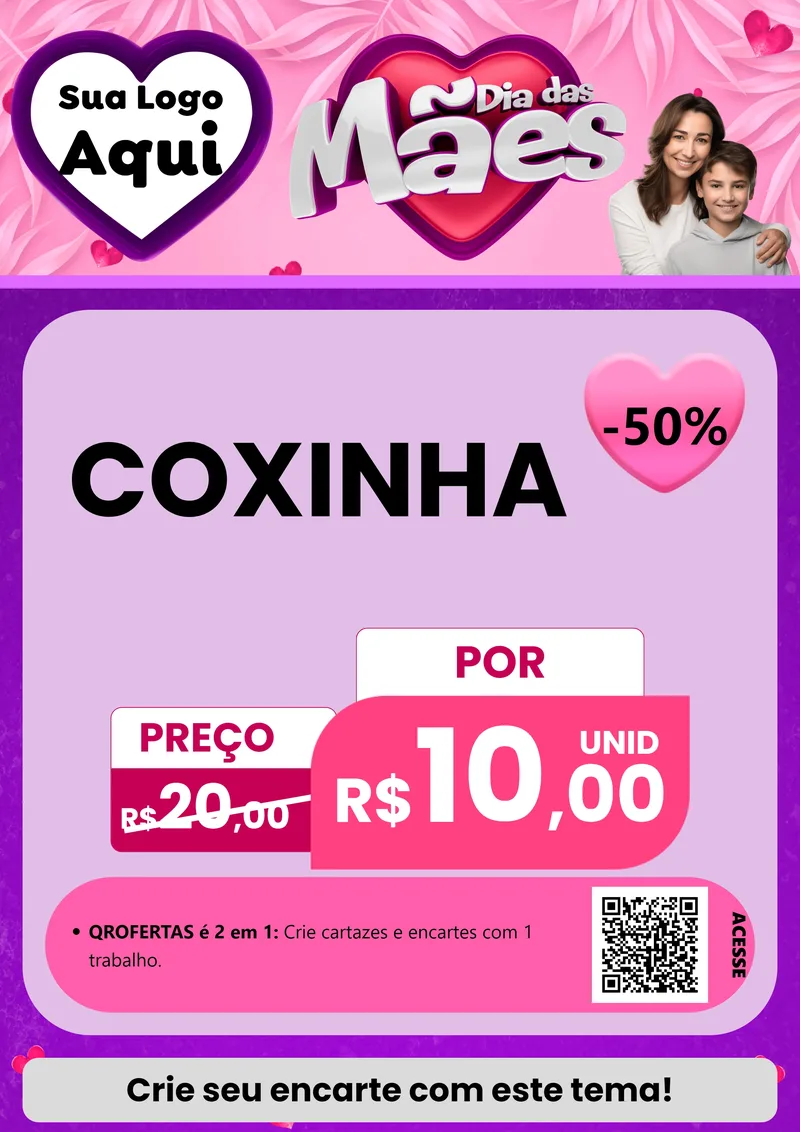 Modelo de Cartaz para Cartaz A4 Vertical com o tema Dia das Mães para Salgadaria