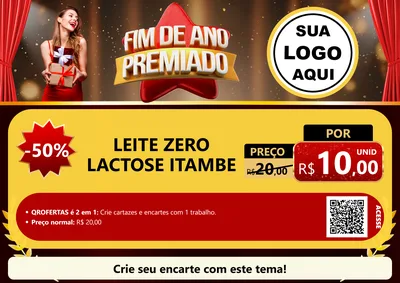 Modelo de Cartaz para Cartaz A4 Horizontal com o tema Fim de Ano Premiado para Frios e Laticínios