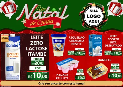 Modelo de Encarte para Encarte A4 Horizontal com o tema Um Natal de Ofertas para Frios e Laticínios
