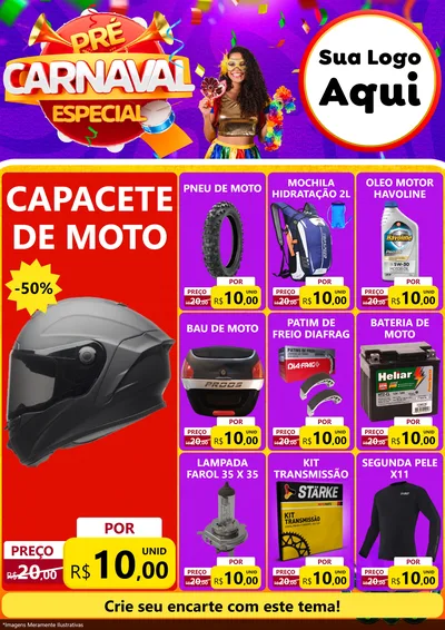 Modelo de Encarte para Encarte A4 Vertical com o tema Pré-Carnaval Especial para Moto peças