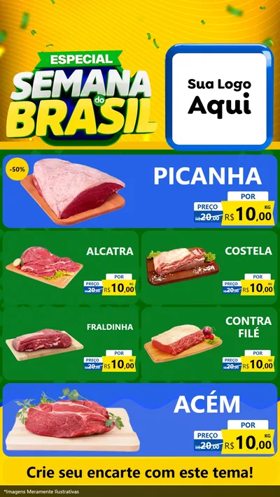Modelo de TV para TV Vertical com o tema Especial Semana do Brasil para Açougue