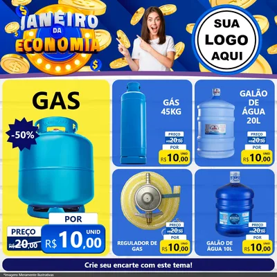 Modelo de Rede Social para Feed Facebook com o tema Janeiro da Economia para Água e gás