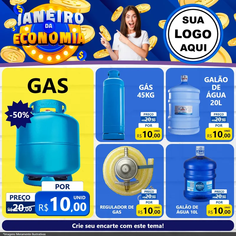 Modelo de Rede Social para Feed Facebook com o tema Janeiro da Economia para Água e gás