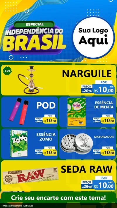 Modelo de TV para TV Vertical com o tema Especial Independência do Brasil para Tabacaria