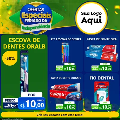 Modelo de Rede Social para Feed Facebook com o tema Ofertas Especiais Feriado da Independência para Higiene Pessoal