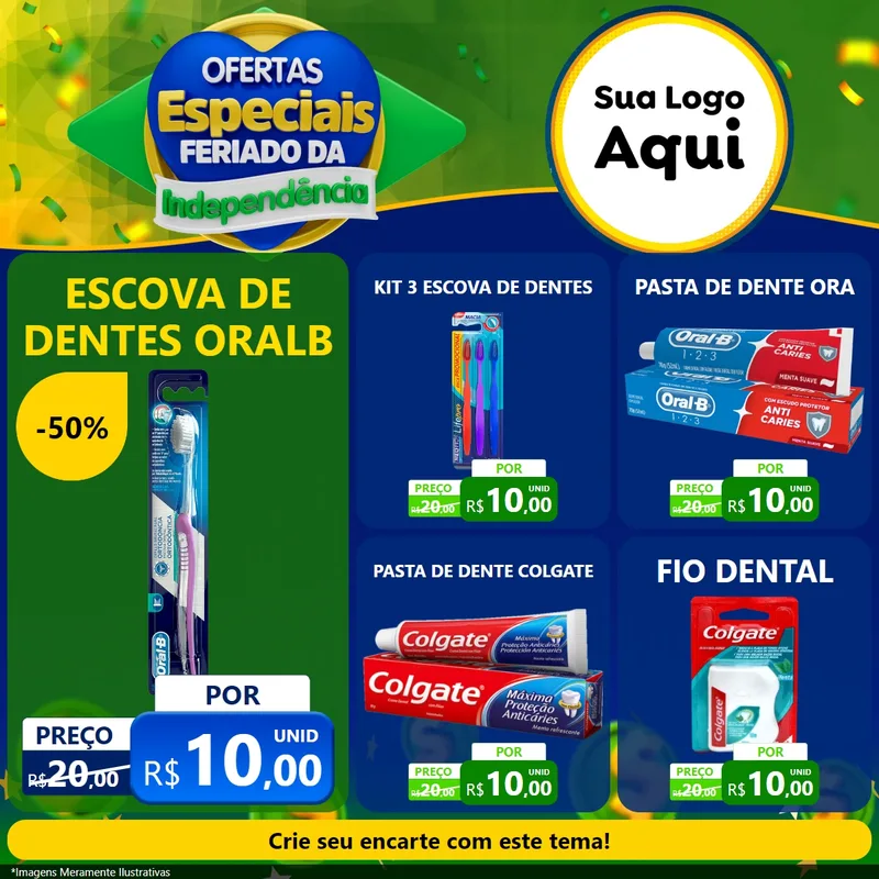 Modelo de Rede Social para Feed Facebook com o tema Ofertas Especiais Feriado da Independência para Higiene Pessoal