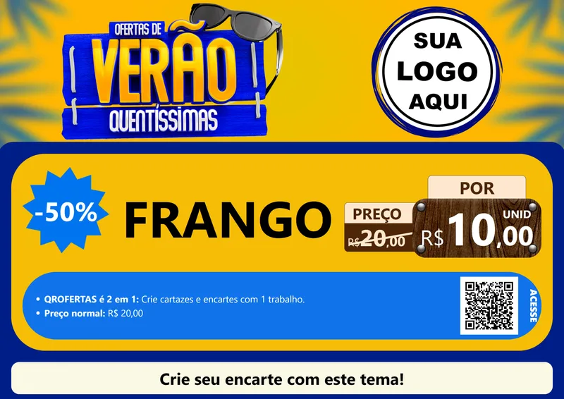 Modelo de Cartaz para Cartaz A4 Horizontal com o tema Ofertas de Verão Quentíssimas para Assados
