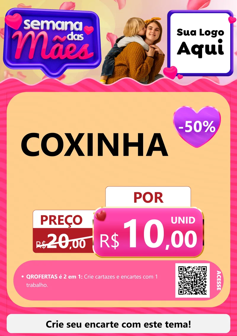 Modelo de Cartaz para Cartaz A4 Vertical com o tema Semana das Mães para Salgadaria