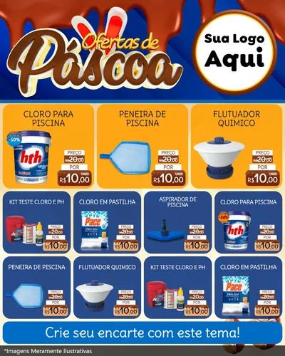 Modelo de Rede Social para Feed Instagram com o tema Ofertas de Páscoa para Produtos para Piscina