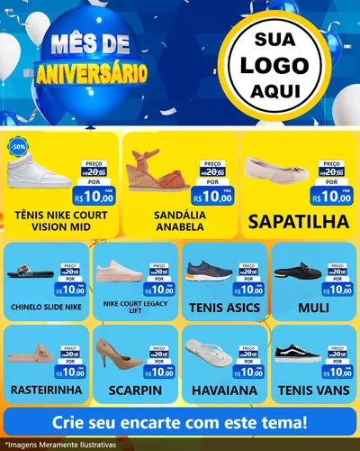 Modelo de Rede Social para Feed Instagram com o tema Mês de Aniversário para Calçados