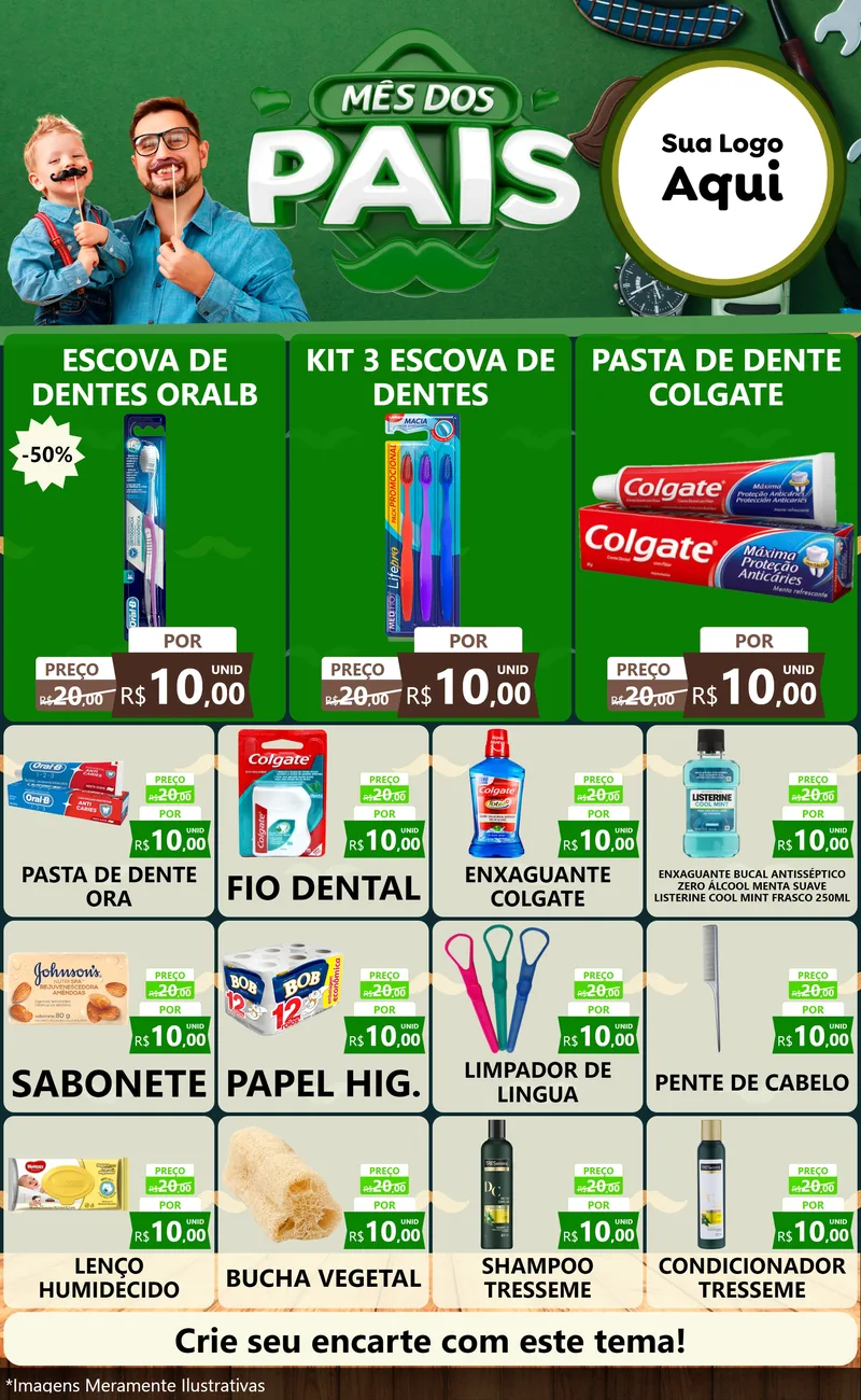 Modelo de Encarte para Encarte Grande com o tema Mês dos Pais para Higiene Pessoal