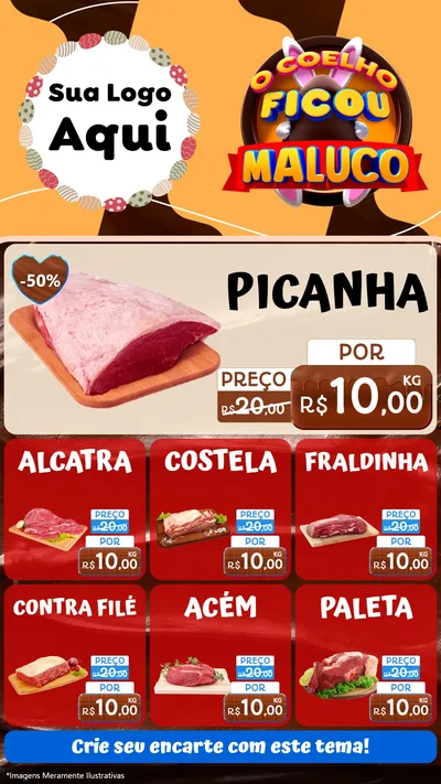 Modelo de Rede Social para Stories com o tema O Coelho Ficou Maluco - Páscoa para Açougue