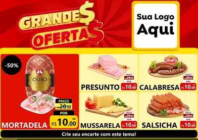 Modelo de Encarte para Encarte A4 Horizontal com o tema Grandes Ofertas para Frios e Laticínios