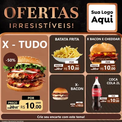 Modelo de Rede Social para Feed Facebook com o tema Ofertas Irresistíveis! para Hamburgueria