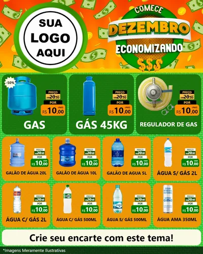Modelo de Rede Social para Feed Instagram com o tema Comece Dezembro Economizando para Água e gás