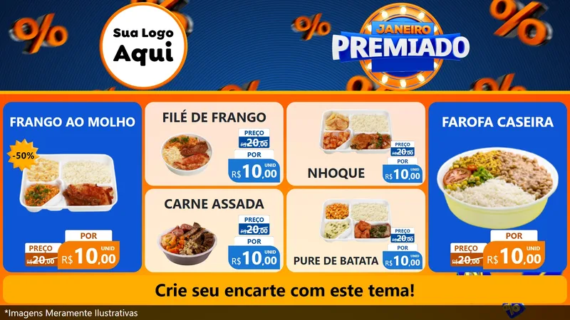 Modelo de TV para TV Horizontal com o tema Janeiro Premiado para Restaurante