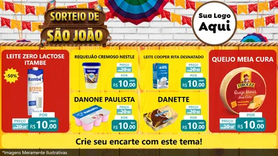 Modelo de TV para TV Horizontal com o tema Sorteio de São João para Frios e Laticínios