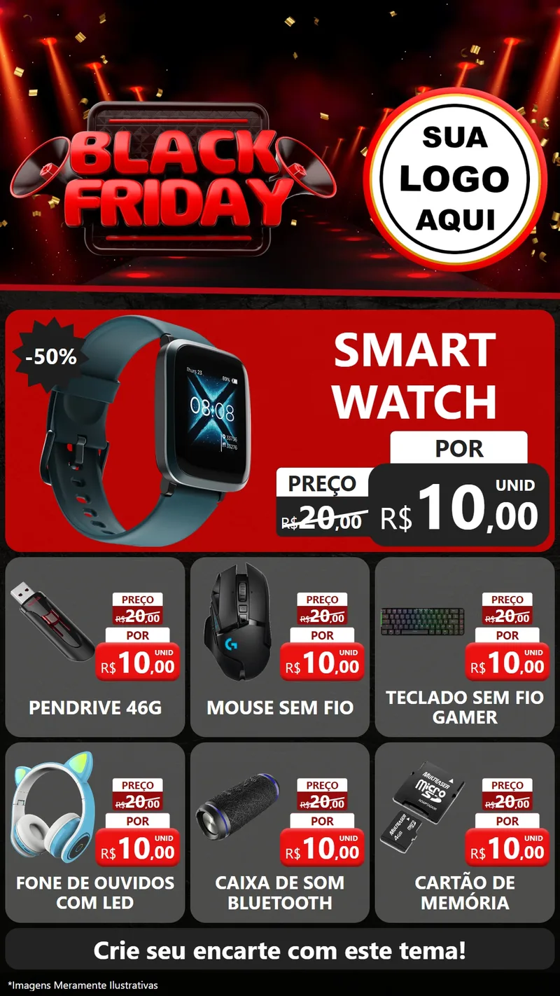 Modelo de Rede Social para Stories com o tema Black Friday para Informática