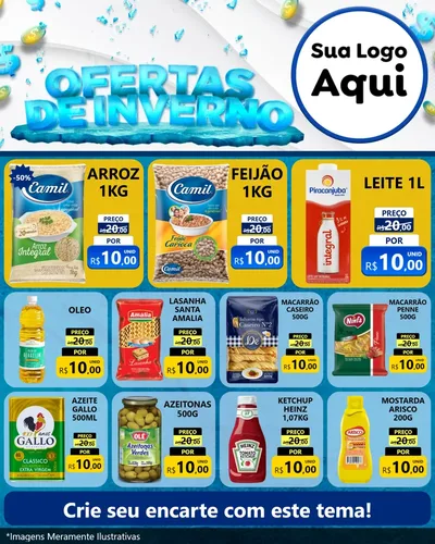 Modelo de Rede Social para Feed Instagram com o tema Ofertas de Inverno para Supermercado