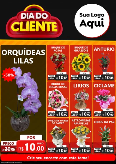 Modelo de Encarte para Encarte A4 Vertical com o tema Dia do Cliente para Floricultura e jardim