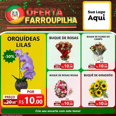 Modelo de Rede Social para Feed Facebook com o tema Oferta Farroupilha para Floricultura e jardim