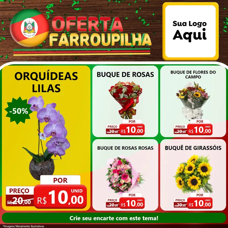 Modelo de Rede Social para Feed Facebook com o tema Oferta Farroupilha para Floricultura e jardim