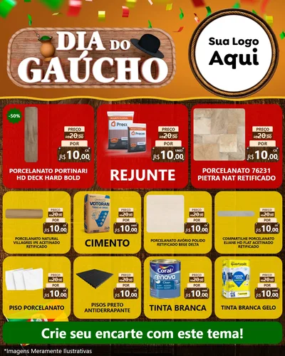 Modelo de Rede Social para Feed Instagram com o tema Dia do Gaúcho para Pisos e revestimentos