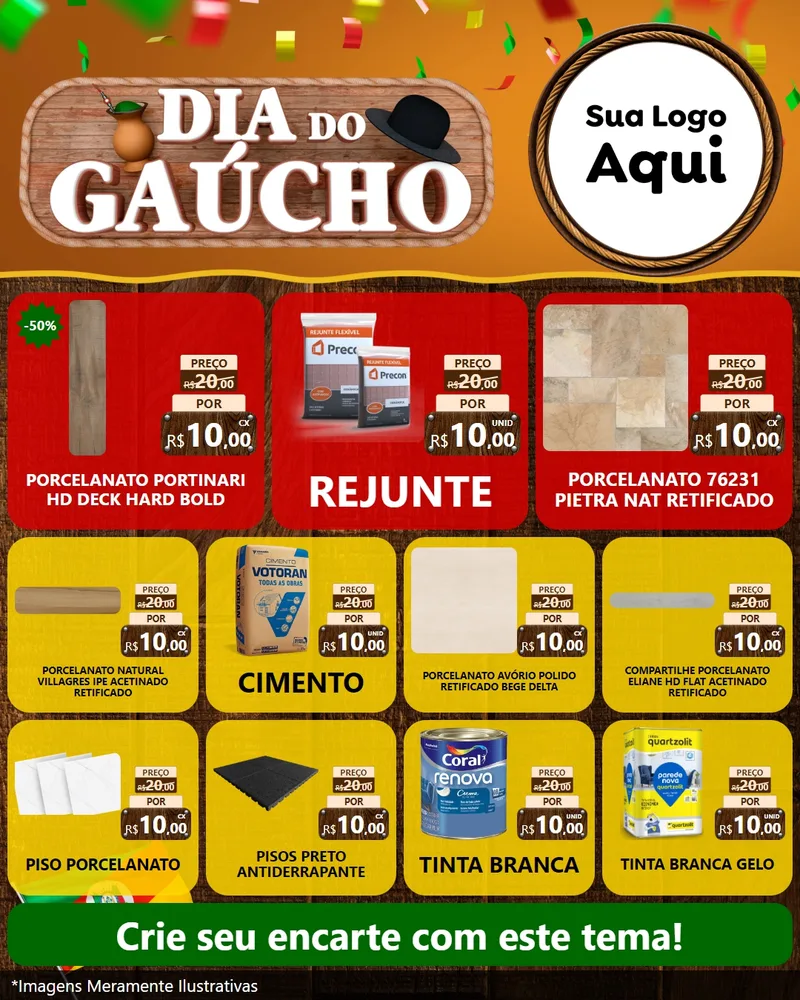 Modelo de Rede Social para Feed Instagram com o tema Dia do Gaúcho para Pisos e revestimentos