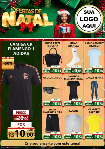 Modelo de Encarte para Encarte A4 Vertical com o tema Ofertas de Natal para Roupas e acessórios