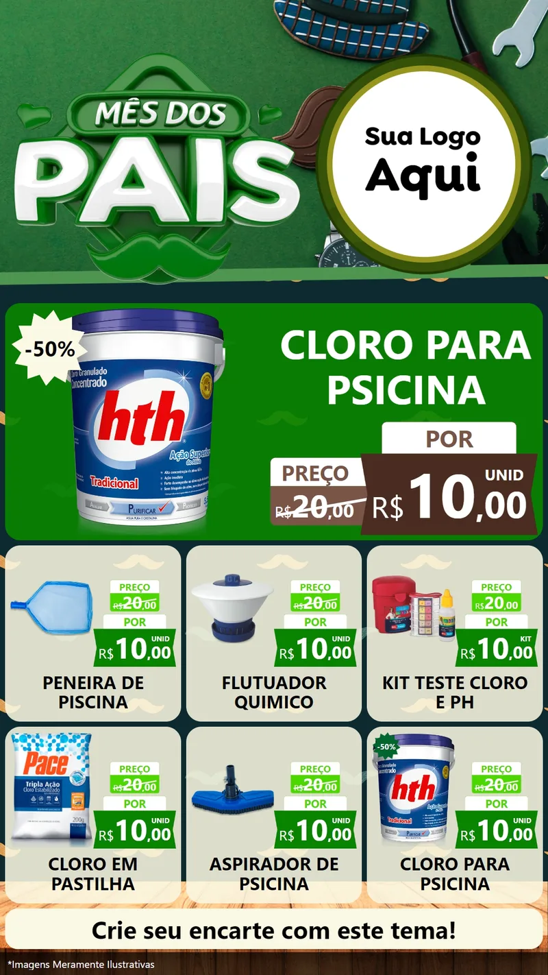 Modelo de Rede Social para Stories com o tema Mês dos Pais para Produtos para Piscina
