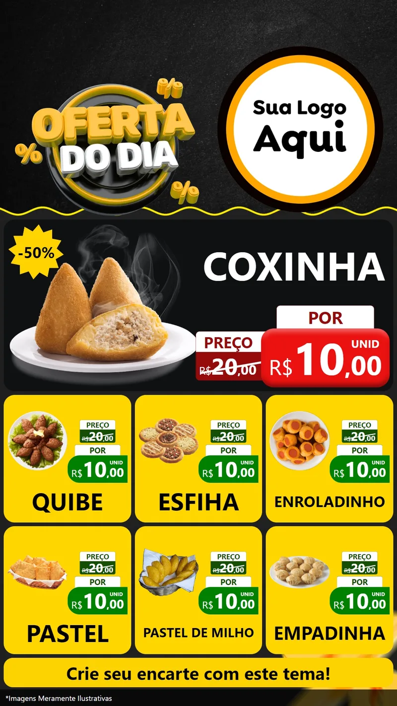 Modelo de Rede Social para Stories com o tema Oferta Do Dia para Salgadaria