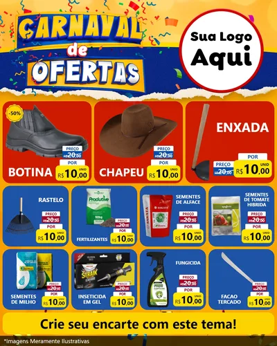 Modelo de Rede Social para Feed Instagram com o tema Carnaval de Ofertas para Agropecuária