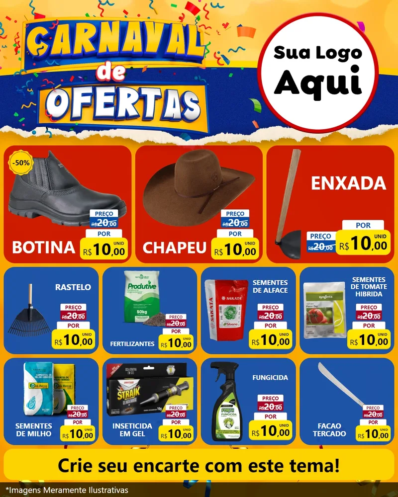 Modelo de Rede Social para Feed Instagram com o tema Carnaval de Ofertas para Agropecuária