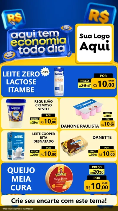 Modelo de TV para TV Vertical com o tema Aqui Tem Economia Todo Dia para Frios e Laticínios
