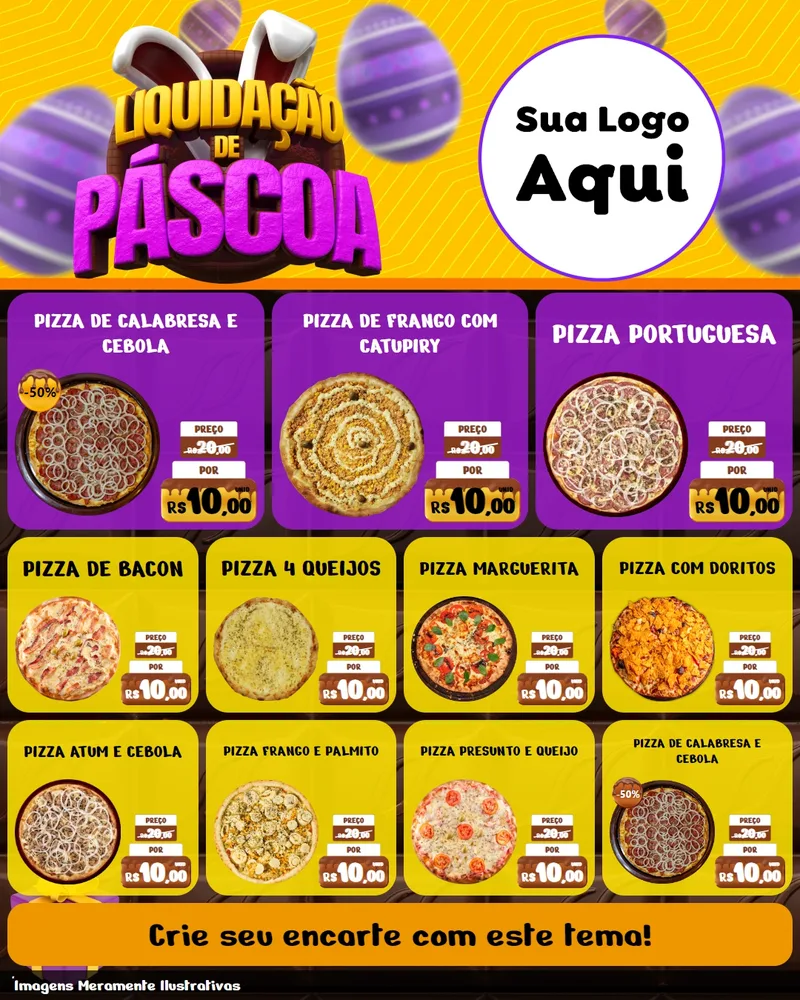 Modelo de Rede Social para Feed Instagram com o tema Liquidação de Páscoa para Pizzaria