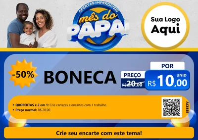Modelo de Cartaz para Cartaz A4 Horizontal com o tema Ofertas Imperdíveis Mês Do Papai para Brinquedos