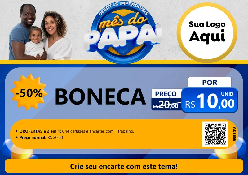 Modelo de Cartaz para Cartaz A4 Horizontal com o tema Ofertas Imperdíveis Mês Do Papai para Brinquedos