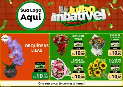 Modelo de Encarte para Encarte A4 Horizontal com o tema Julho Imbatível para Floricultura e jardim