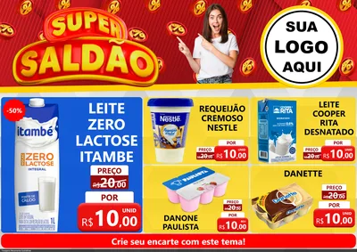 Modelo de Encarte para Encarte A4 Horizontal com o tema Super Saldão para Frios e Laticínios