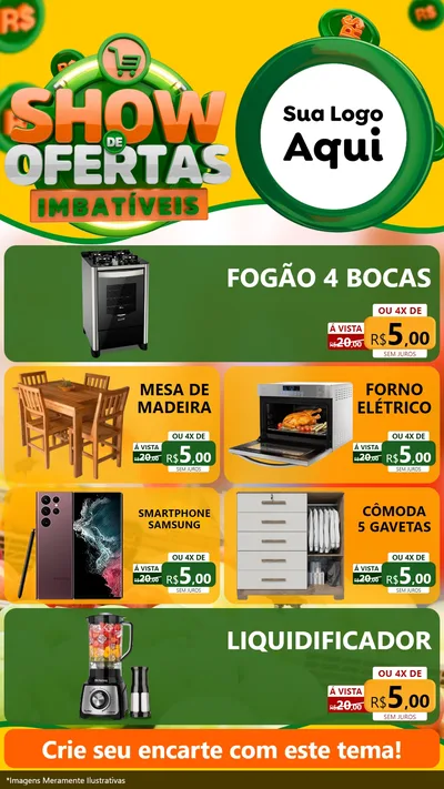 Modelo de TV para TV Vertical com o tema Show de Ofertas Imbatíveis para Móveis e Eletro