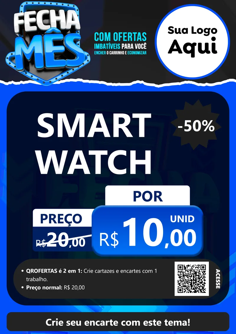 Modelo de Cartaz para Cartaz A4 Vertical com o tema Fecha Mês para Informática