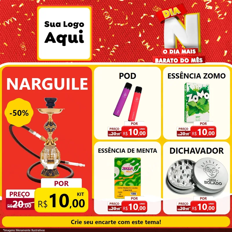 Modelo de Rede Social para Feed Facebook com o tema Dia N o Dia Mais Barato do Mês para Tabacaria