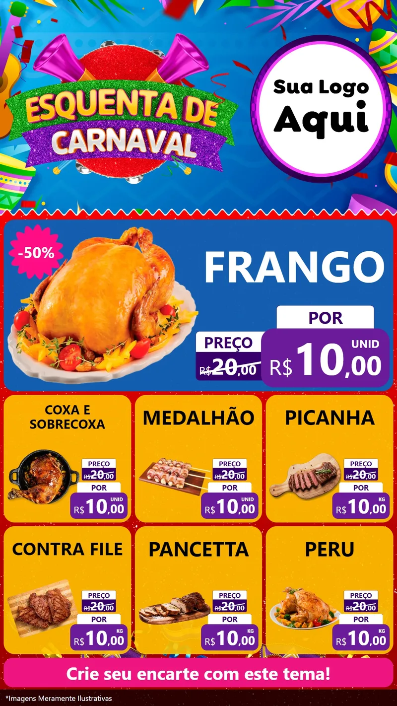 Modelo de Rede Social para Stories com o tema Esquenta de Carnaval para Assados