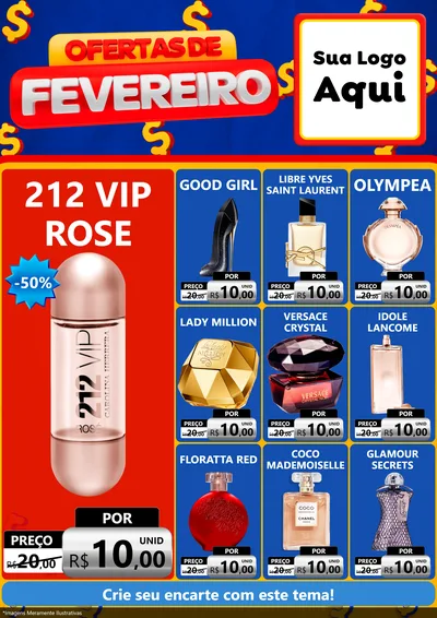 Modelo de Encarte para Encarte A4 Vertical com o tema Ofertas de Fevereiro para Perfumes