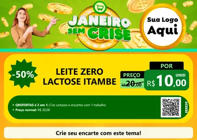 Modelo de Cartaz para Cartaz A4 Horizontal com o tema Janeiro Sem Crise para Frios e Laticínios