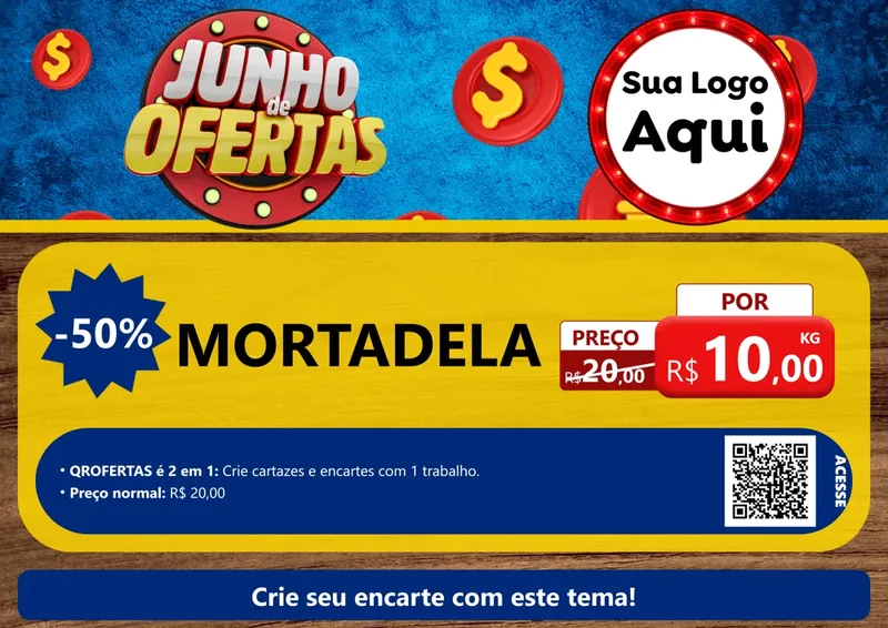Modelo de Cartaz para Cartaz A4 Horizontal com o tema Junho de Ofertas para Frios e Laticínios