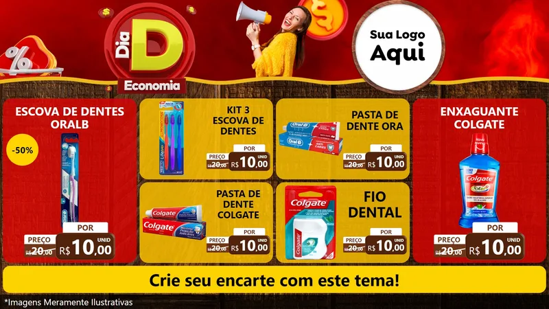 Modelo de TV para TV Horizontal com o tema Dia D Economia para Higiene Pessoal