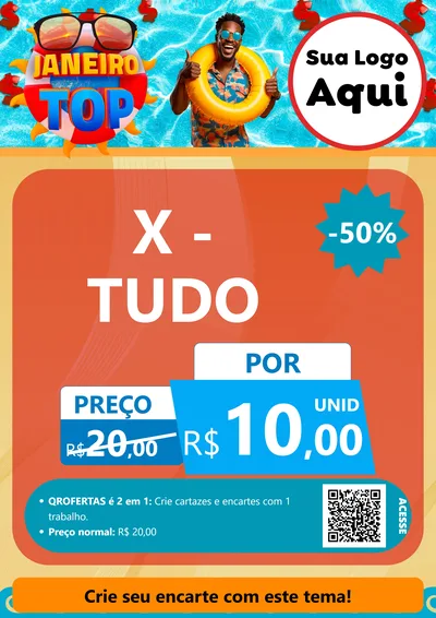 Modelo de Cartaz para Cartaz A4 Vertical com o tema Janeiro Top para Hamburgueria